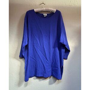 Monique Big Sur Womens Medium Crinkle Textured 3/4 Sleeve Tunic Top Blue Casual